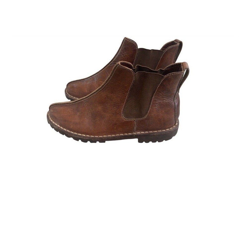 VTG Cole Haan Womens Leather Chelsea Booties Pull On Brown Chunky Boot 8.5